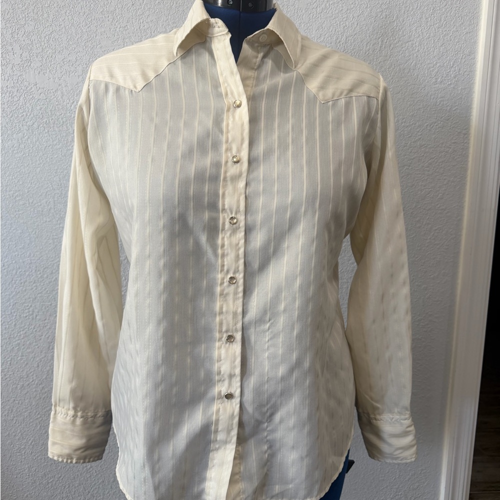Panhandle Slim Cream Long-Sleeve Western Button-Down Shirt